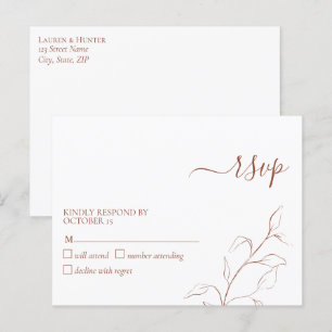 Terracotta Burnt Orange Botanical No Menu RSVP