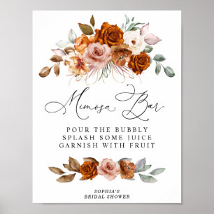 Terracotta Burnt Orange Bridal Shower Mimosa Bar Poster