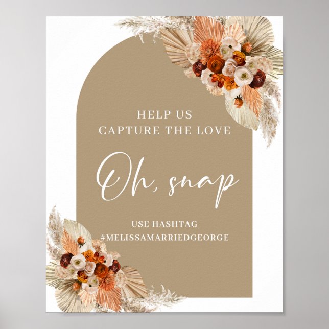 Terracotta burnt orange burgundy boho Oh snap sign (Front)