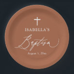 Terracotta Burnt Orange Cross Baptism Party Plates<br><div class="desc">Terracotta Burnt Orange Cross Baptism Party Plates</div>