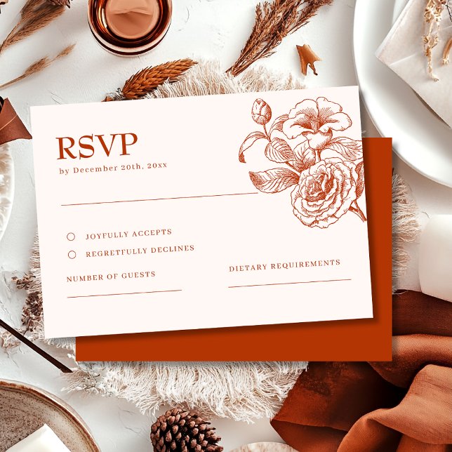 Terracotta burnt orange fall Wedding RSVP Card (Creator Uploaded)