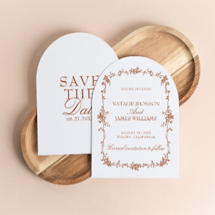 Terracotta Burnt Orange Floral Arch Retro Wedding Save The Date