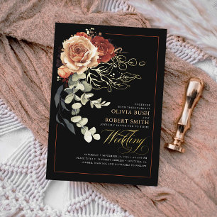 Terracotta Burnt Orange Floral Black Boho Wedding