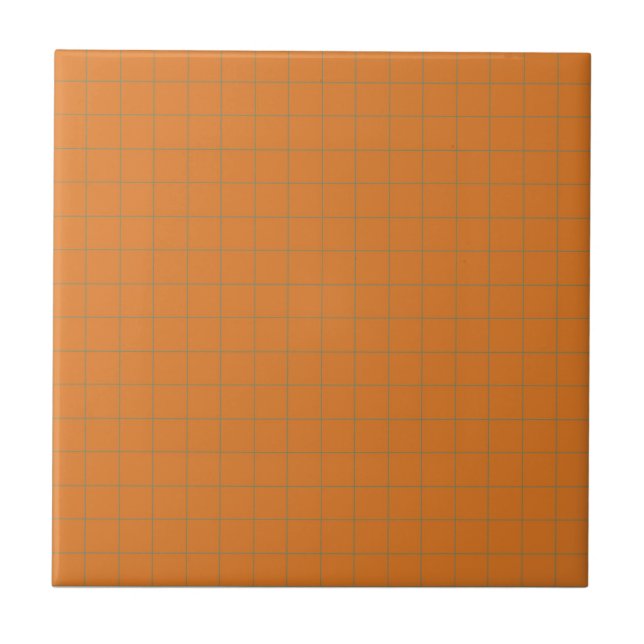 Terracotta Burnt Orange & Green Chequered Pattern  Ceramic Tile (Front)