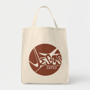 Terracotta Burnt Orange Jesus Saves Graffiti Tote Bag