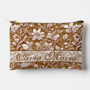 Terracotta Burnt Orange Modern botanical Boho Accessory Pouch