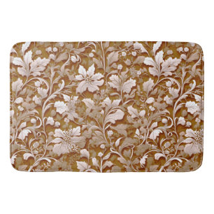 Terracotta Burnt Orange Modern botanical Boho Bath Mat