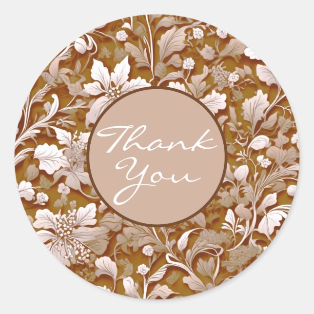 Terracotta Burnt Orange Modern botanical Boho Classic Round Sticker (Front)