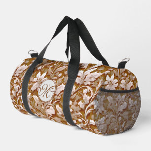 Terracotta Burnt Orange Modern botanical Boho Duffle Bag