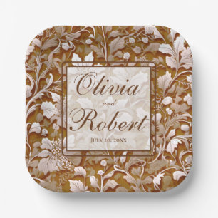 Terracotta Burnt Orange Modern botanical Boho Paper Plate