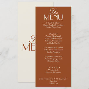 Terracotta Burnt Orange Old Money Boho Wedding Menu