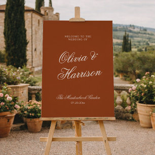 Terracotta Burnt Orange Old Money Wedding Welcome  Poster