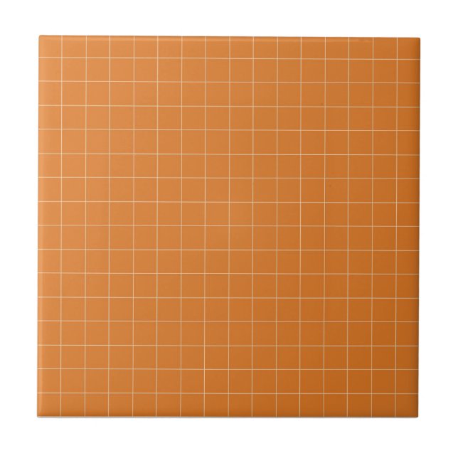 Terracotta Burnt Orange & Pale Yellow Chequered  Ceramic Tile (Front)