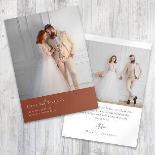 Terracotta Burnt Orange Photo Wedding Thank You Card