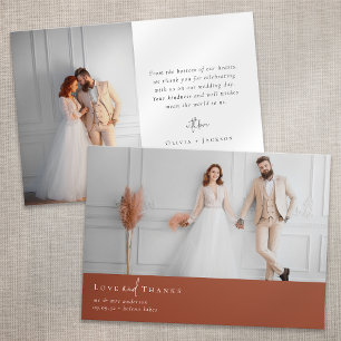 Terracotta Burnt Orange Photo Wedding Thank You Card