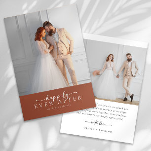 Terracotta Burnt Orange Photo Wedding Thank You Card