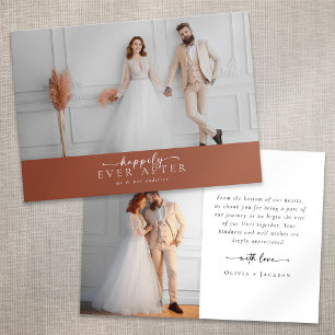 Terracotta Burnt Orange Photo Wedding Thank You Card