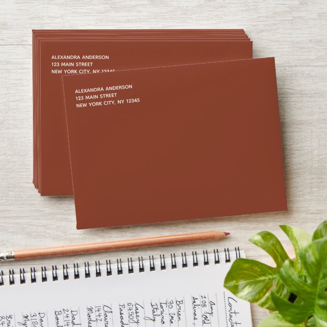 Terracotta Burnt Orange Simple Minimalist Envelope (Stacked)