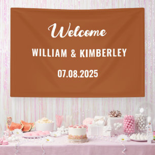 Terracotta Burnt Orange Simple Modern Wedding Banner