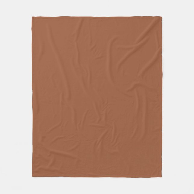 Terracotta Burnt Orange Solid Colour  Fleece Blanket (Front)