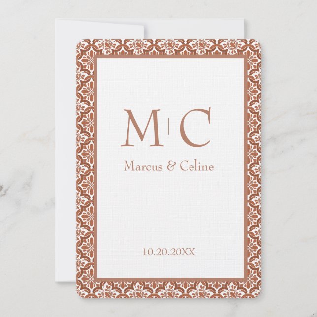 Terracotta Burnt Orange Tile Wedding Invite (Front)