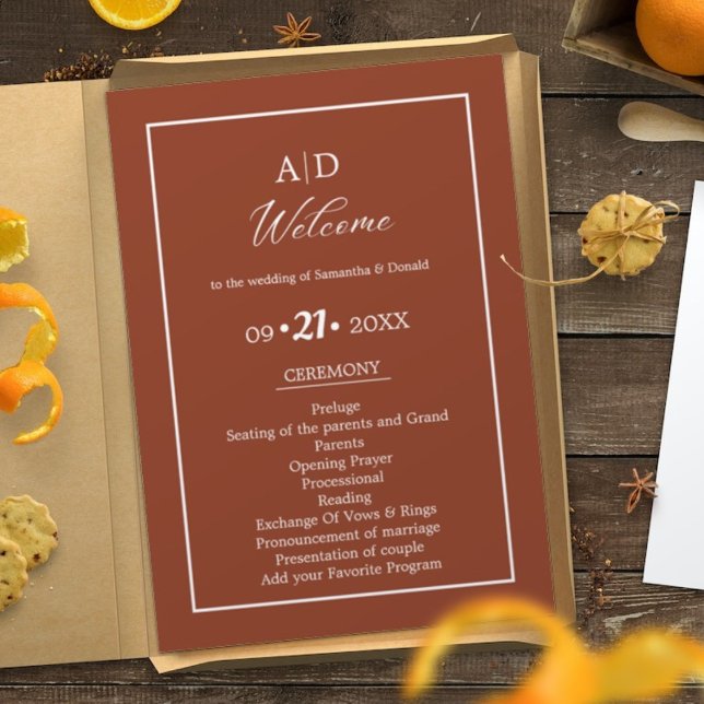 Terracotta Burnt Orange Wedding Ceremony Program  (Creator Uploaded)