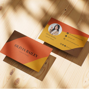 Terracotta business card with wavy lines