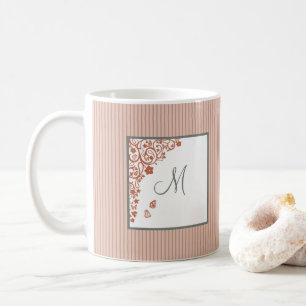 Terracotta Butterfly Garden Sage Script Monogram Coffee Mug