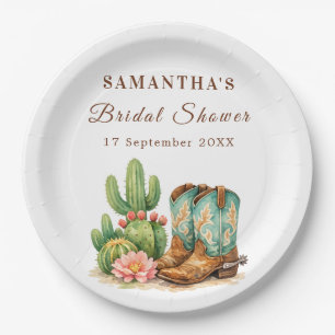 Terracotta Cactus Arizona Cowgirl Bridal Shower Paper Plate
