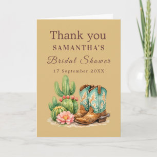 Terracotta Cactus Arizona Cowgirl Bridal Shower Thank You Card