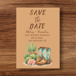 Terracotta Cactus Desert Arizona Cowboy Wedding Invitation