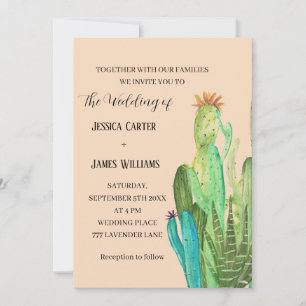 Terracotta Cactus Desert Mexico Watercolor Wedding Invitation