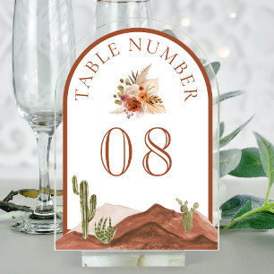 Terracotta Cactus Wedding Acrylic Table Number