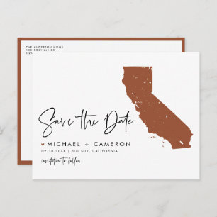 Terracotta California Map QR Code Save the Date Announcement Postcard