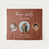 Terracotta Calligraphy Engagement Party Backdrop