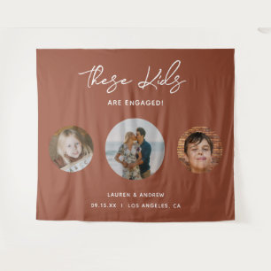 Terracotta Calligraphy Engagement Party Backdrop Tapestry