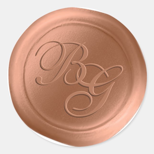 Terracotta Calligraphy Monogram Wax Seal Stickers (Front)