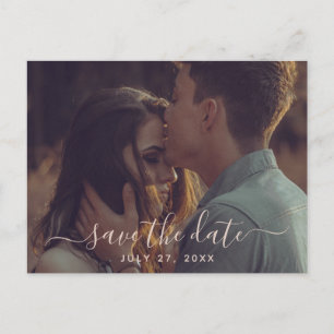 Terracotta Calligraphy Save The Date Wedding Postcard