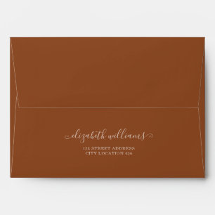 Terracotta Calligraphy Script Bohemian Wedding Envelope