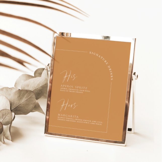 Terracotta Calligraphy Signature Drinks Table Sign (Creator Uploaded)