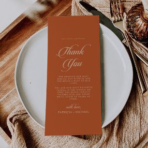 Terracotta Calligraphy Thank You Place Card
