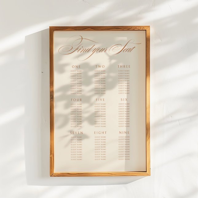 Terracotta Calligraphy Wedding Seating Chart (Creator Uploaded)