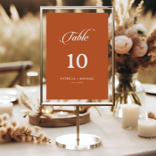 Terracotta Calligraphy Wedding Table Numbers