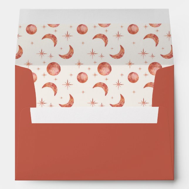 Terracotta Celestial Moon & Stars Lined Envelope (Back (Bottom))