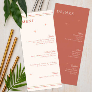 Terracotta Celestial Wedding Menu & Drinks Card