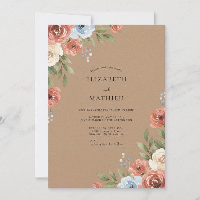Terracotta Charming Rustic Wedding Invitation (Front)