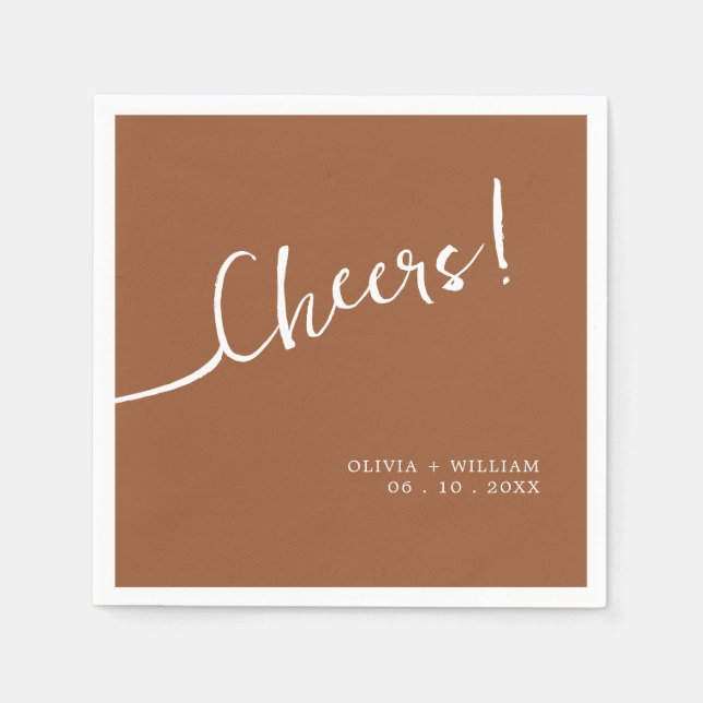Terracotta Cheers Wedding Napkins Script (Front)