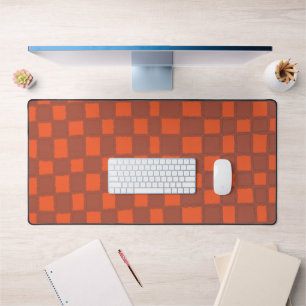 Terracotta Chequerboard Pattern Stylish and Modern Desk Mat