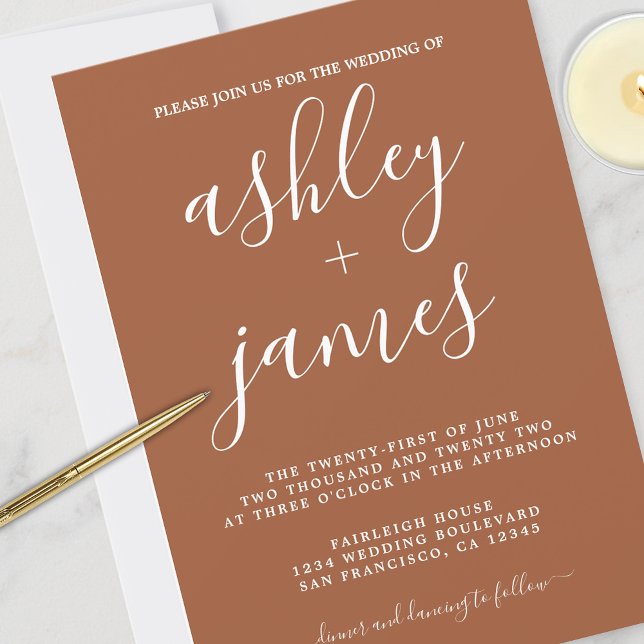 Terracotta Chic Calligraphy Wedding Invitation (Creator Uploaded)