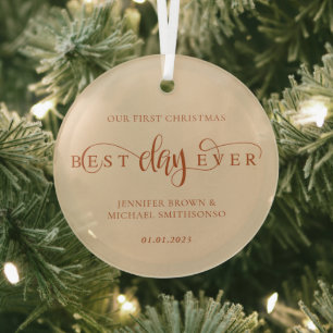 Terracotta Christmas Script Best Day Ever Glass Tree Decoration